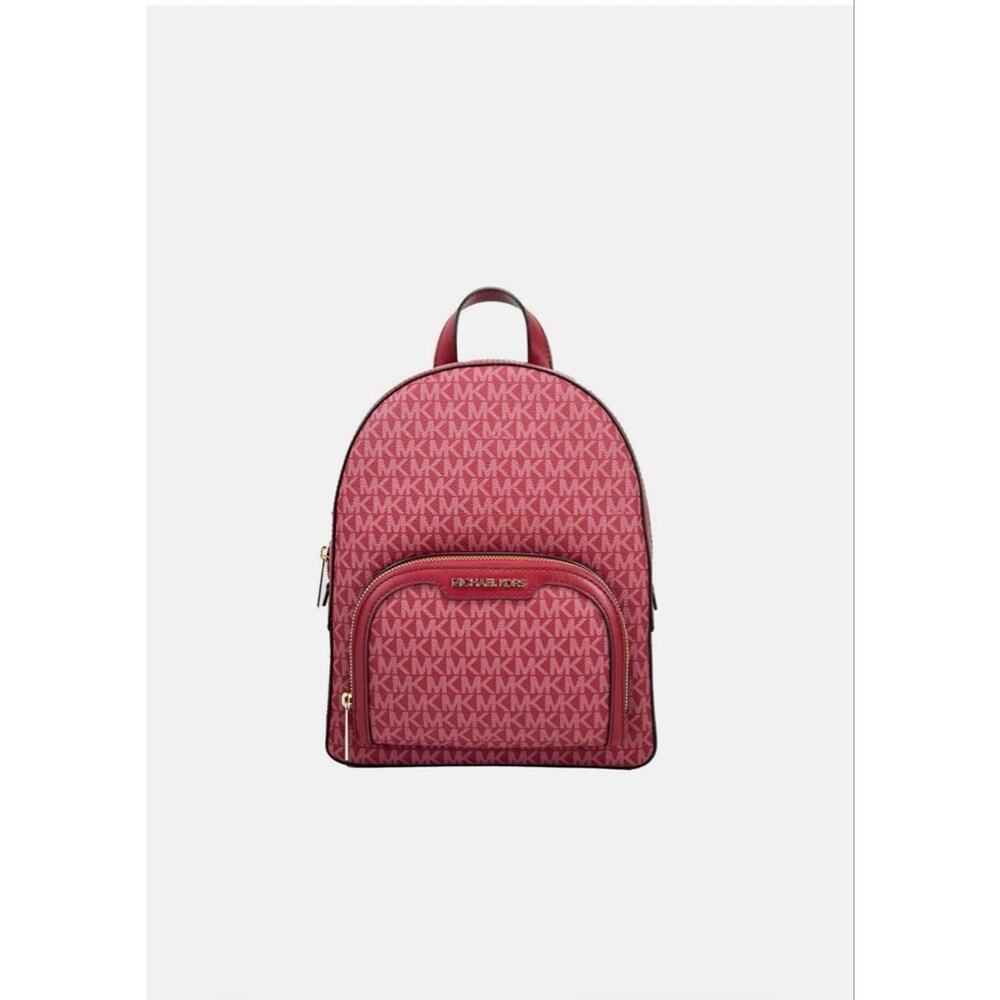 Michael Kors Jaycee Cherry Monogram Mid Zip Pocket Backpack